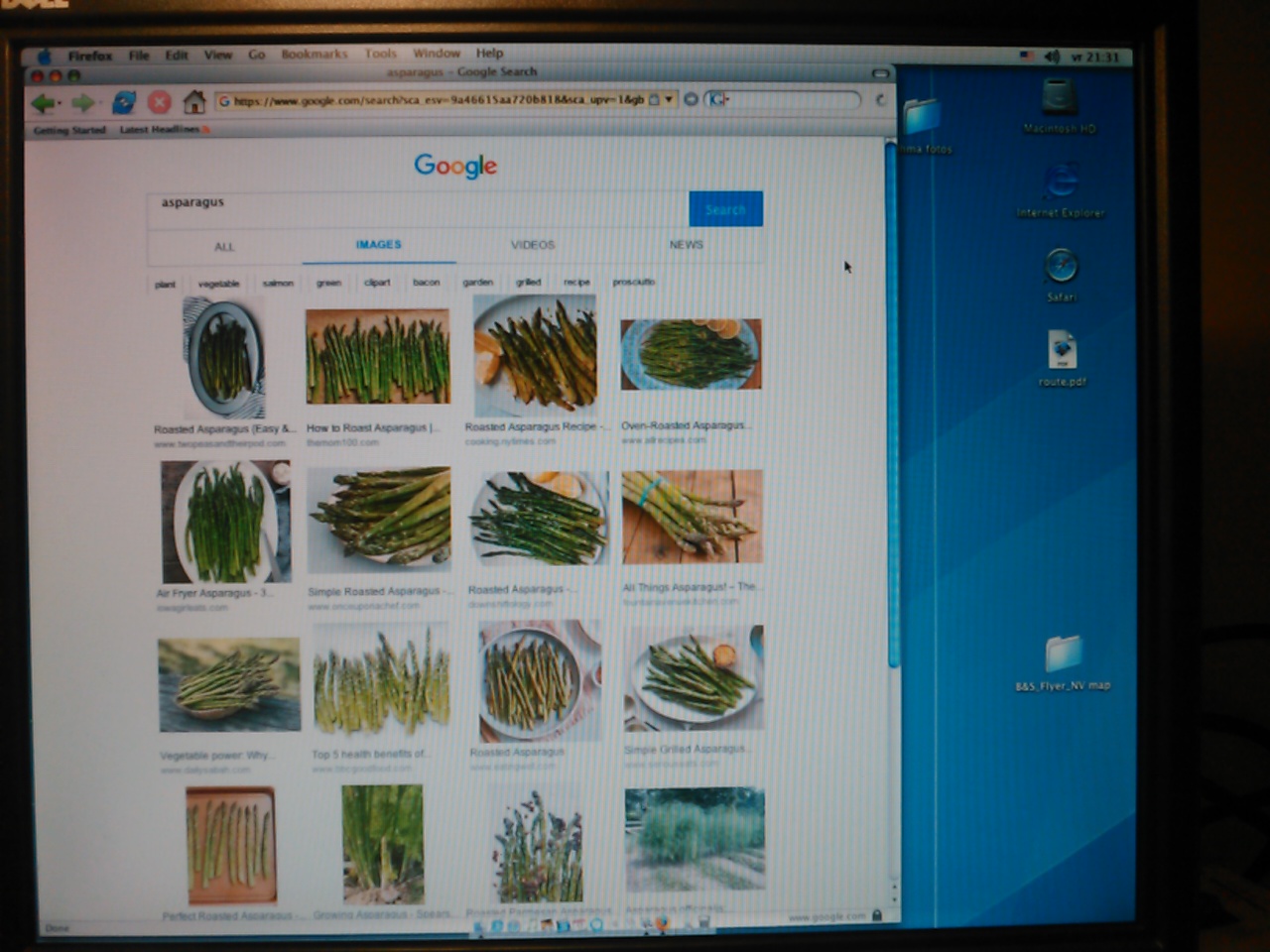 Mozilla Firefox 1.0 displaying a Google Image search for asparagus