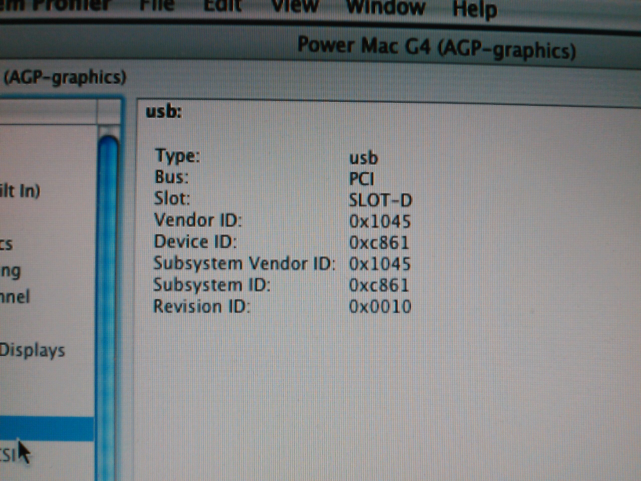 System Profiler USB PCI card details